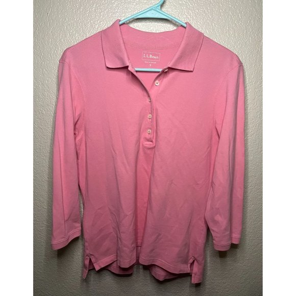 L.L. Bean Tops Vintage Ll Bean Pink Quarter Sleeve Polo Top Womens